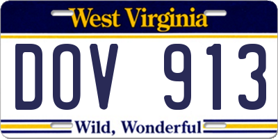 WV license plate DOV913