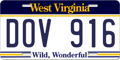 WV license plate DOV916
