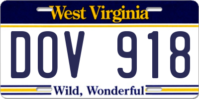 WV license plate DOV918
