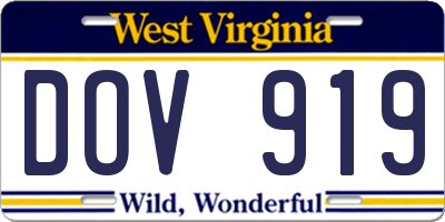 WV license plate DOV919