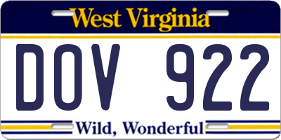 WV license plate DOV922
