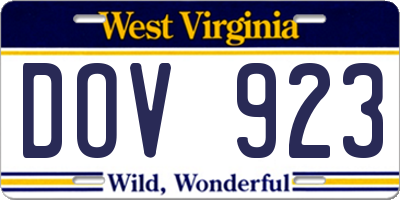 WV license plate DOV923