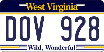 WV license plate DOV928