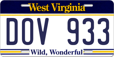 WV license plate DOV933