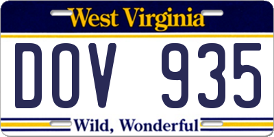 WV license plate DOV935