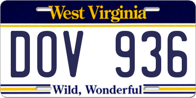 WV license plate DOV936