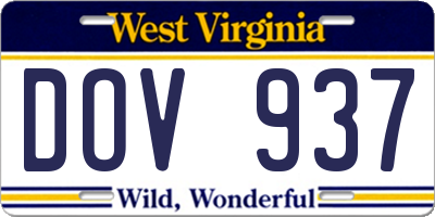 WV license plate DOV937