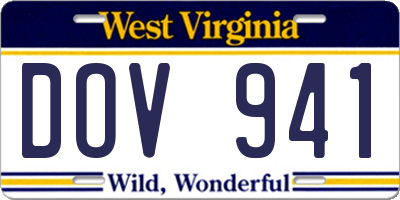 WV license plate DOV941
