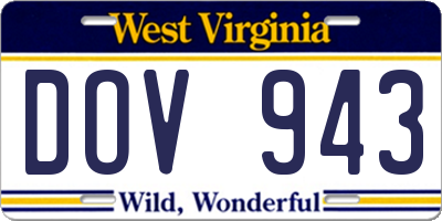 WV license plate DOV943