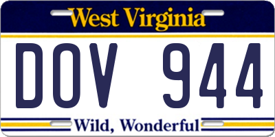 WV license plate DOV944