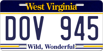 WV license plate DOV945