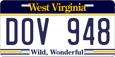 WV license plate DOV948