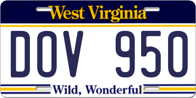 WV license plate DOV950
