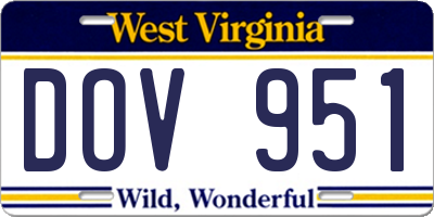WV license plate DOV951