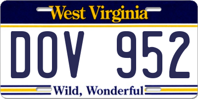 WV license plate DOV952