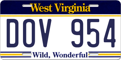 WV license plate DOV954