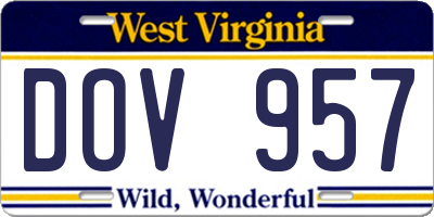 WV license plate DOV957