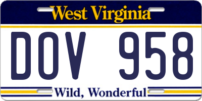 WV license plate DOV958