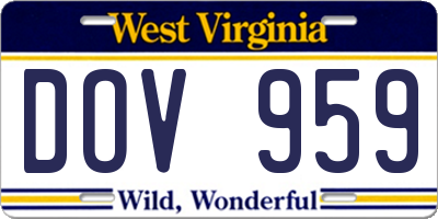 WV license plate DOV959