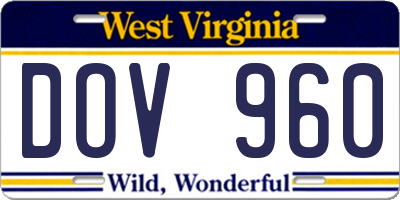 WV license plate DOV960