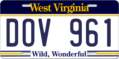 WV license plate DOV961