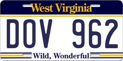 WV license plate DOV962