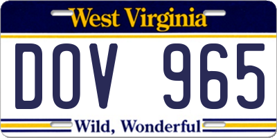 WV license plate DOV965