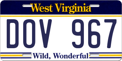WV license plate DOV967