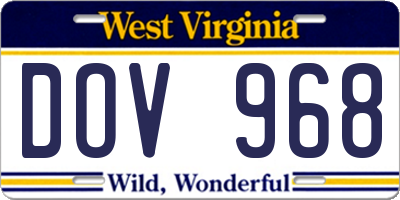 WV license plate DOV968