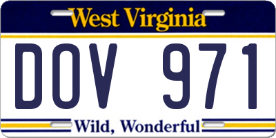 WV license plate DOV971
