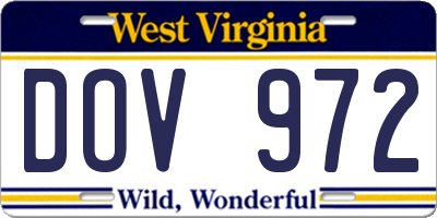 WV license plate DOV972