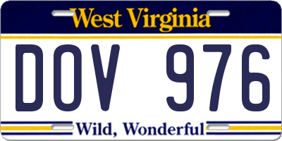 WV license plate DOV976