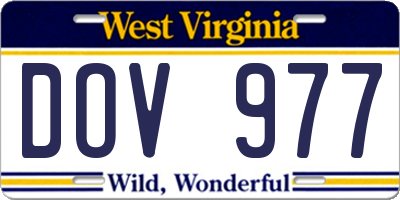 WV license plate DOV977
