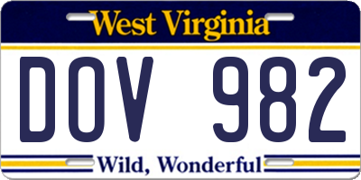 WV license plate DOV982