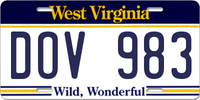 WV license plate DOV983