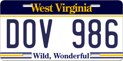 WV license plate DOV986