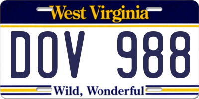 WV license plate DOV988