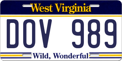 WV license plate DOV989