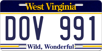 WV license plate DOV991