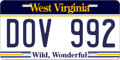 WV license plate DOV992