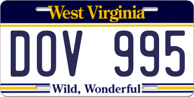 WV license plate DOV995