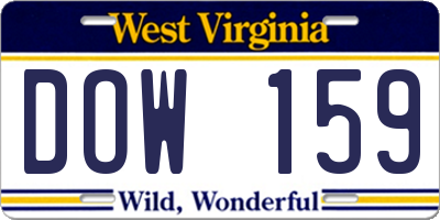 WV license plate DOW159