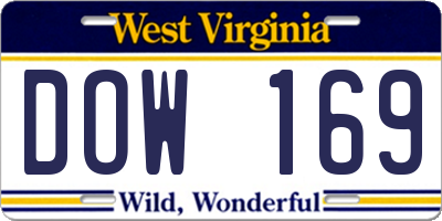 WV license plate DOW169