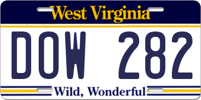 WV license plate DOW282