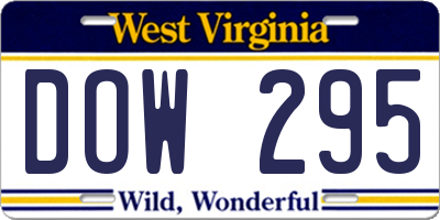 WV license plate DOW295