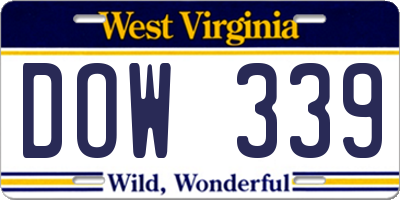 WV license plate DOW339