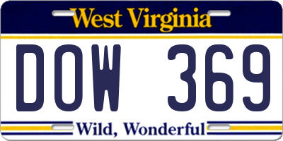 WV license plate DOW369