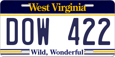 WV license plate DOW422