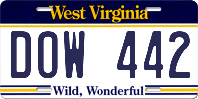 WV license plate DOW442