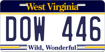 WV license plate DOW446